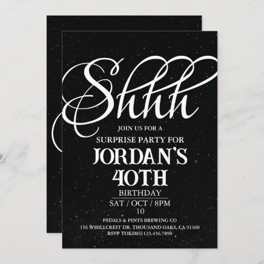 Verrassingsfeest, Verrassingsuitnodiging Kaart (Voorkant / Achterkant)