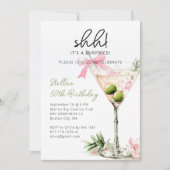 Verrassingsfeest Waterverf Martini Glass Kaart (Voorkant)