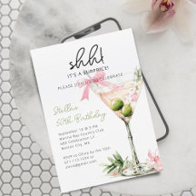 Verrassingsfeest Waterverf Martini Glass