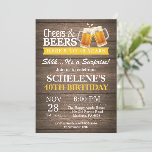 Verrassingsfeestelijke Rustieke Cheers en Bieren 4 Kaart (Staand voorkant)