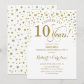 Verrassingsfeestje 10-jarig jubileum - Goud Wit Kaart (Voorkant / Achterkant)