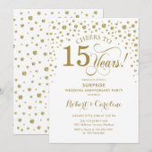 Verrassingsfeestje 15-jarig jubileum - Gold White Kaart (Voorkant / Achterkant)