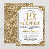 Verrassingsfeestje 19e verjaardag - Goud Wit Kaart (Voorkant / Achterkant)