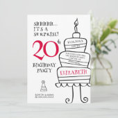 Verrassingsfeestje 20e verjaardag kaart (Staand voorkant)