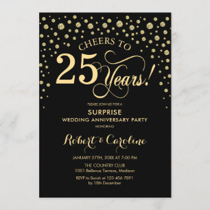 Verrassingsfeestje 25-jarig jubileum - Zwarte goud Kaart