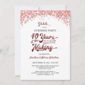 Verrassingsfeestje 40ste verjaardag Robijnrood con Kaart (Voorkant)