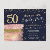 Verrassingsfeestje 50e verjaardag Glitterende cake Briefkaart (Voorkant)