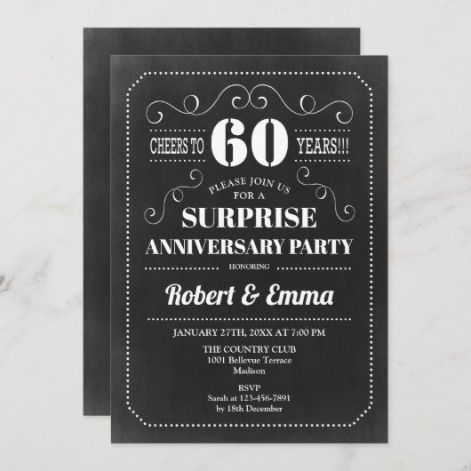 Verrassingsfeestje 60-jarig jubileum - Schoolbord Kaart (Voorkant / Achterkant)