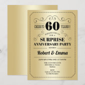 Verrassingsfeestje 60ste verjaardag - Goud Zwart Kaart (Voorkant / Achterkant)