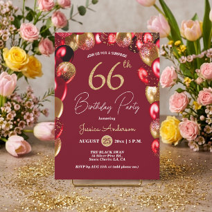 Verrassingsfeestje 66ste verjaardag Goud Bourgondi Kaart