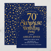 Verrassingsfeestje 70e verjaardag - Marineblauw en Kaart (Voorkant / Achterkant)