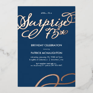Verrassingsfeestje 75e verjaardag Goud Folie Uitno Uitnodiging