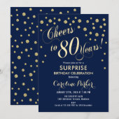 Verrassingsfeestje 80ste verjaardag - Goud Marine Kaart (Voorkant / Achterkant)