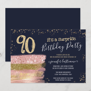 Verrassingsfeestje 90e verjaardag Glitterende cake Kaart