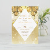 verrassingsfeestje | Glam Gold Ballons & Confetti Kaart (Staand voorkant)