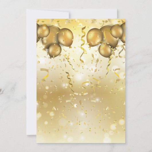 verrassingsfeestje | Glam Gold Ballons & Confetti Kaart (Achterkant)