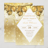 verrassingsfeestje | Glam Gold Ballons & Confetti Kaart (Voorkant / Achterkant)
