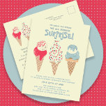 Verrassingsfeestje Ice Cream 40e Verjaardag uitnod Briefkaart<br><div class="desc">Nieuw voor zomer 2024. Ons "Ice Cream,  You Scream We All Scream Surprise!" briefkaart. Drie retro waterverf ijskegels met patriottische rode,  witte en blauwe ijsjes en strooisels staan centraal boven je verjaardagsfeestdetails.</div>