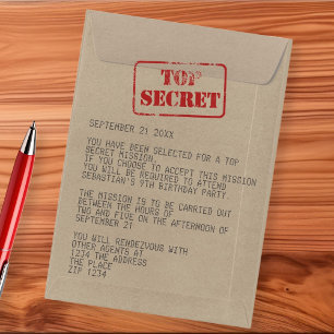 Verrassingsfeestje Top Secret Speciaal Agent Spion Kaart