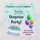 Verrassingsfeestje Verjaardagsuitnodiging, 60ste o Kaart (Voorkant / Achterkant)