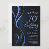 Verrassingsfeestje Zwart en Blauw 70e Verjaardag Kaart (Voorkant)