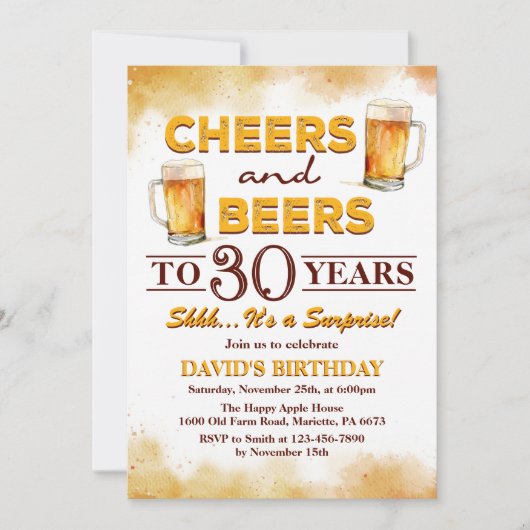 Verrassingsgejuich en verjaardagsfeest van bieren kaart (Voorkant)