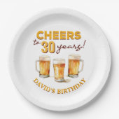 Verrassingsgejuich en verjaardagsfeest van bieren papieren bordje (Voorkant)