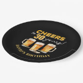 Verrassingsgejuich en verjaardagsfeest van bieren papieren bordje (Gekanteld)