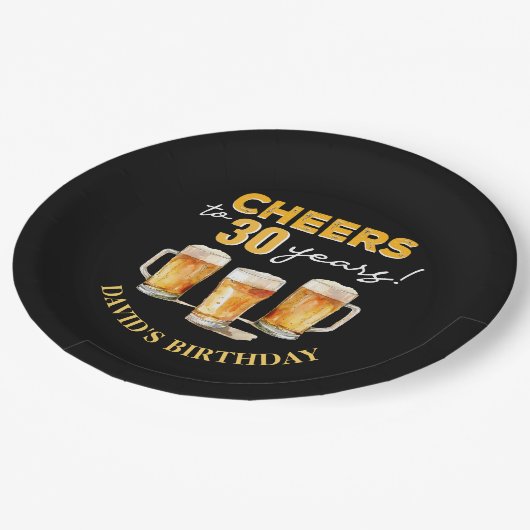 Verrassingsgejuich en verjaardagsfeest van bieren papieren bordje (Gekanteld)