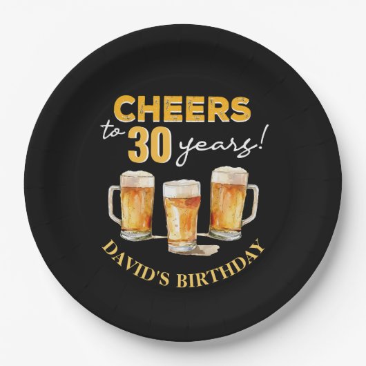 Verrassingsgejuich en verjaardagsfeest van bieren papieren bordje (Voorkant)