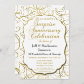 Verrassingsjubileum Uitnodiging Wit Goud Spiraal (Voorkant / Achterkant)