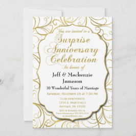 Verrassingsjubileum Uitnodiging Wit Goud Spiraal
