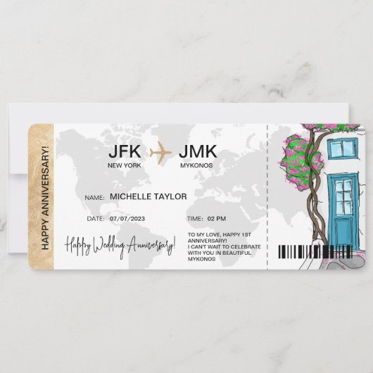 Verrassingskaart ticket bestemming Griekenland Kaart (Voorkant)