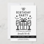 Verrassingsminimalistische verjaardagsbash kaart (Voorkant)