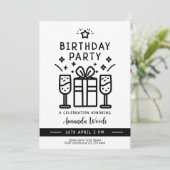 Verrassingsminimalistische verjaardagsbash kaart (Staand voorkant)