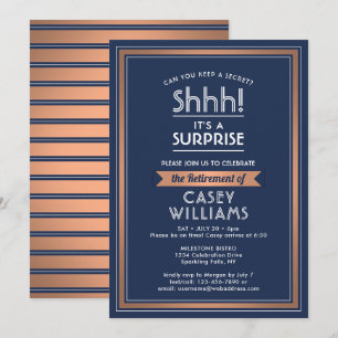 Verrassingspartij Elegant Navy Blue Copper Kaart