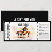 Verrassingspiano-lessen cadeaubon kaart (Voorkant / Achterkant)