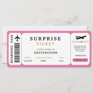 Verrassingsreis Ticket Plane Travel Boarding Pass Kaart