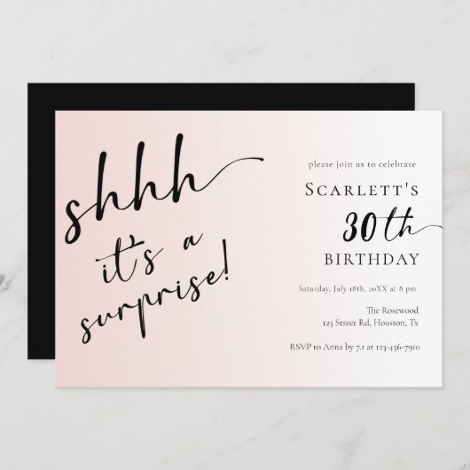 Verrassingsroze foto 30e 40e verjaardagsfeestje kaart (Voorkant / Achterkant)