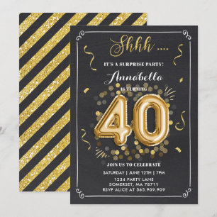 Verrassingsuitnodiging 40e verjaardag Gouden schoo Kaart