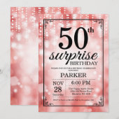 Verrassingsuitnodiging 50e verjaardag Rood Glitter Kaart (Voorkant / Achterkant)