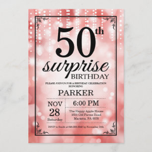Verrassingsuitnodiging 50e verjaardag Rood Glitter Kaart