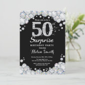 Verrassingsuitnodiging 50e verjaardag Zilver Diama Kaart (Staand voorkant)