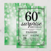 Verrassingsuitnodiging 60e verjaardag groene glitt kaart (Voorkant / Achterkant)