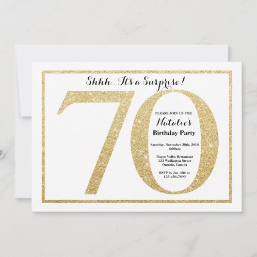 Verrassingsuitnodiging 70ste verjaardag Gouden Gli Kaart (Voorkant)
