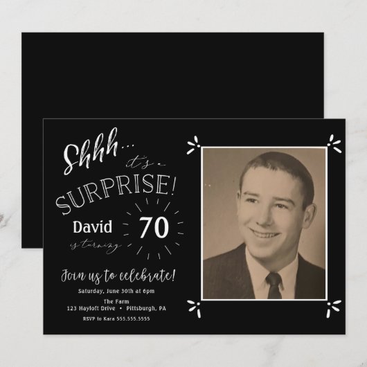 Verrassingsuitnodiging voor verjaardag kaart (Voorkant / Achterkant)