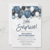 Verrassingsuitnodiging voor verjaardag met blauwe  kaart (Voorkant)