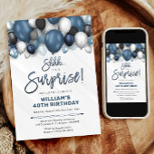 Verrassingsuitnodiging voor verjaardag met blauwe  kaart