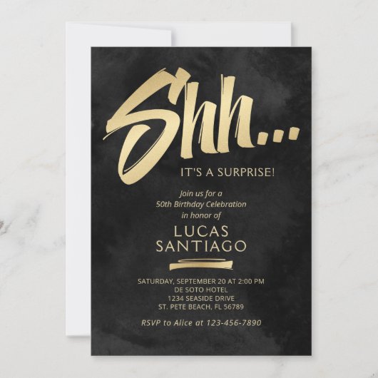 Verrassingsverjaardag Zwart Goud Kaart (Voorkant)