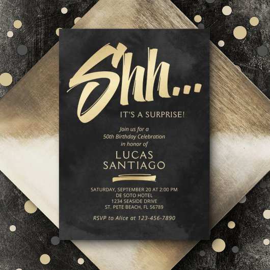 Verrassingsverjaardag Zwart Goud Kaart